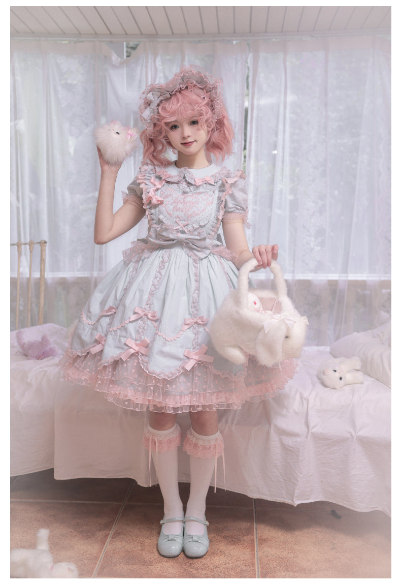 Purple Short Sleeve Bow Lace Dress Princess Dress Lolita