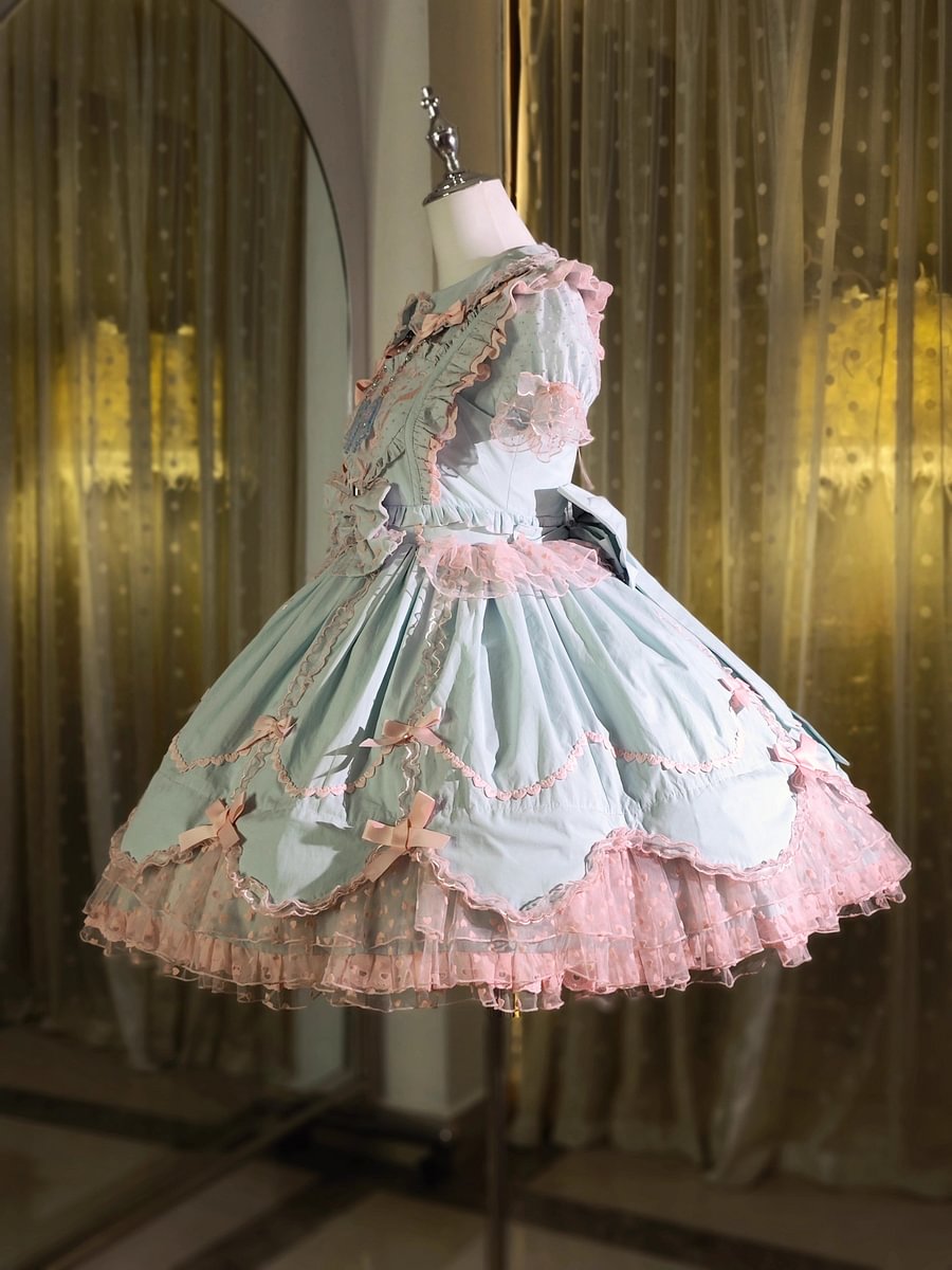 Purple Short Sleeve Bow Lace Dress Princess Dress Lolita