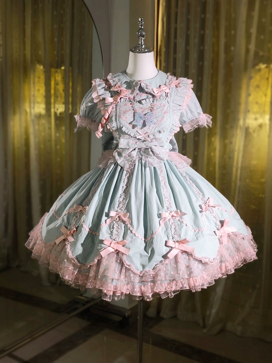 Purple Short Sleeve Bow Lace Dress Princess Dress Lolita