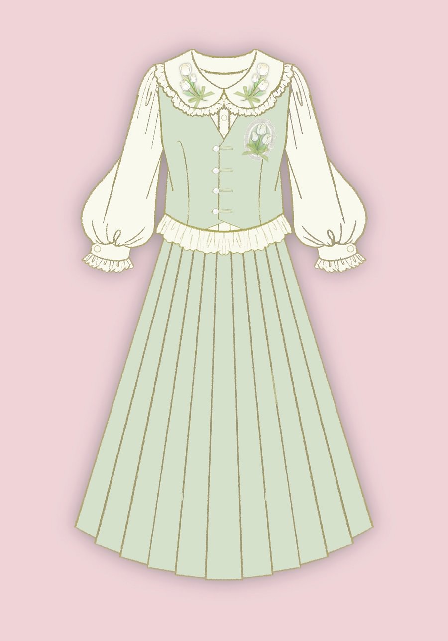 Qi Lolita Han Element Lolita Dress French Lolita Green Elegant Op Princess Dress