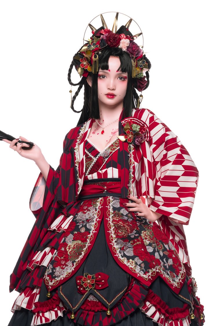 Qi Lolita Vintage Long Red Long Sleeve Dresses