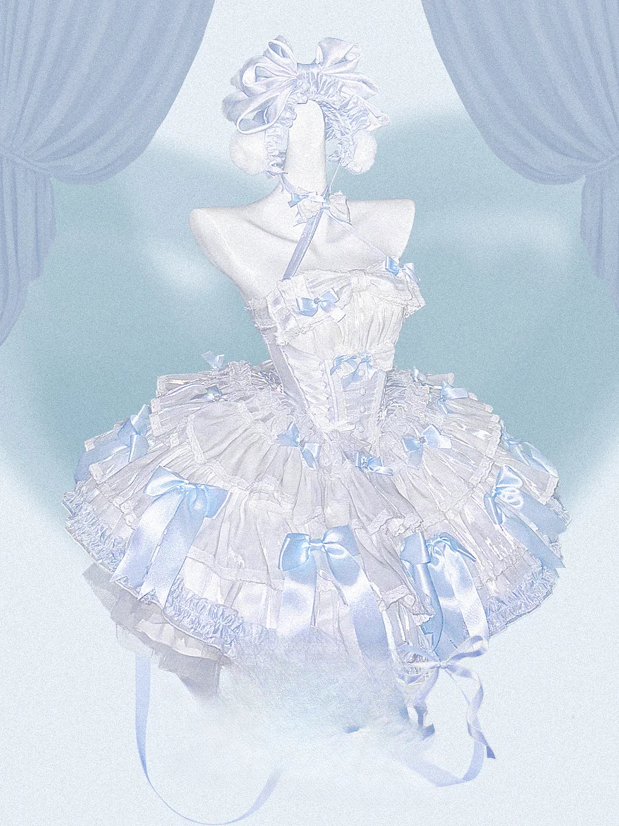 Hime Lolita Red Elk Burgundy White Flower Party JSK Layered Dress