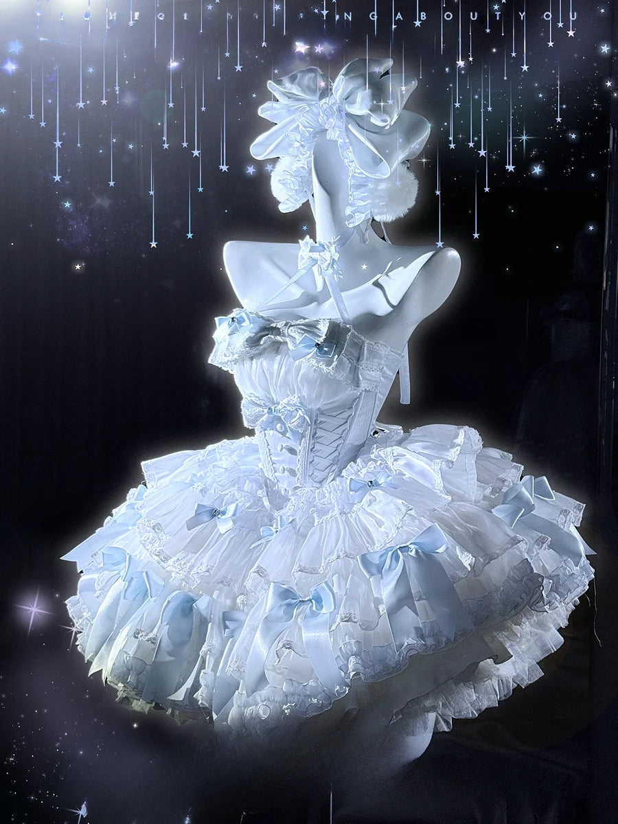 Hime Lolita Red Elk Burgundy White Flower Party JSK Layered Dress