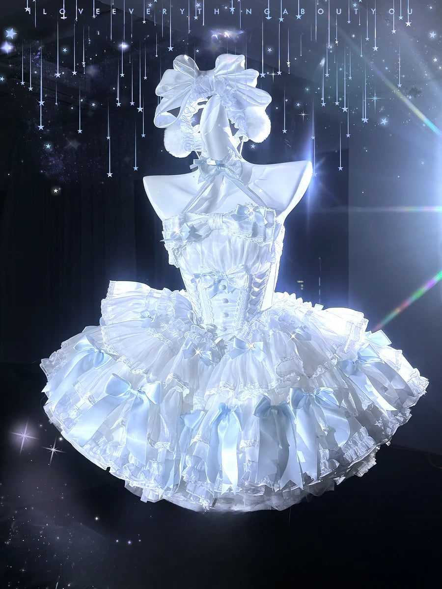 Hime Lolita Red Elk Burgundy White Flower Party JSK Layered Dress