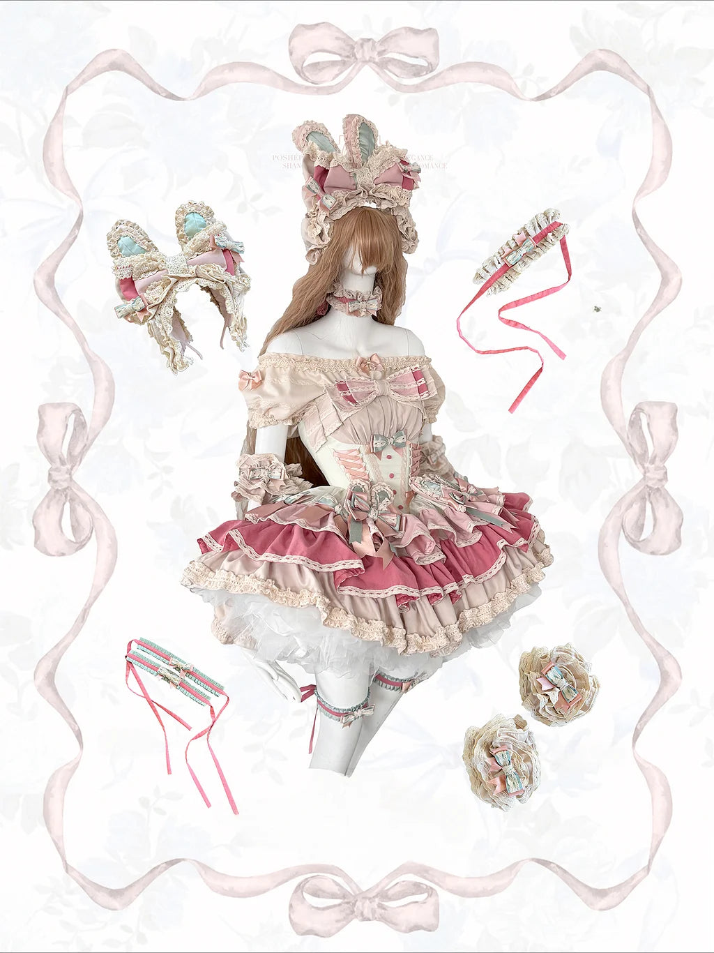 Ribbon Bow Sweet Lolita Dress Ballet Style Bunny Ears Ruffles Lolita Accessories