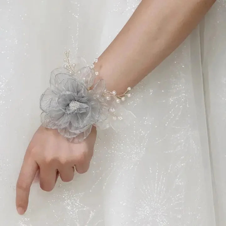 Romantic Wedding Lolita Accessories Flower Pearls Hand Band Elegant Bridesmaid