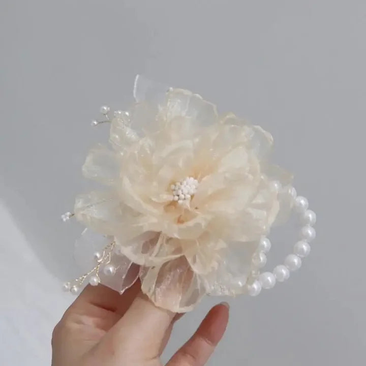 Romantic Wedding Lolita Accessories Flower Pearls Hand Band Elegant Bridesmaid