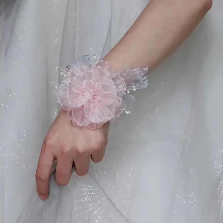 Romantic Wedding Lolita Accessories Flower Pearls Hand Band Elegant Bridesmaid