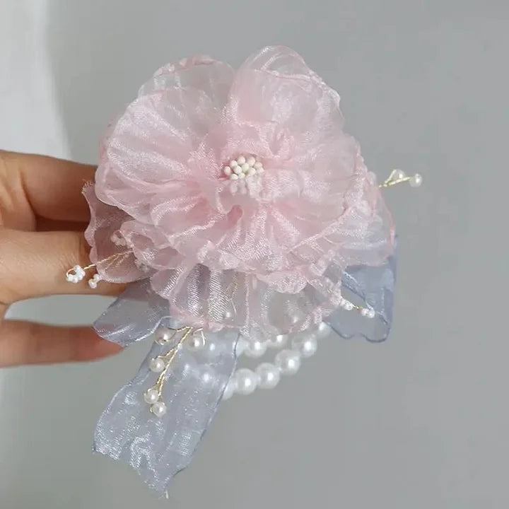 Romantic Wedding Lolita Accessories Flower Pearls Hand Band Elegant Bridesmaid