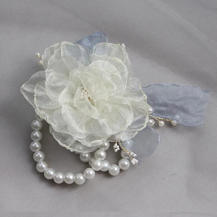Romantic Wedding Lolita Accessories Flower Pearls Hand Band Elegant Bridesmaid