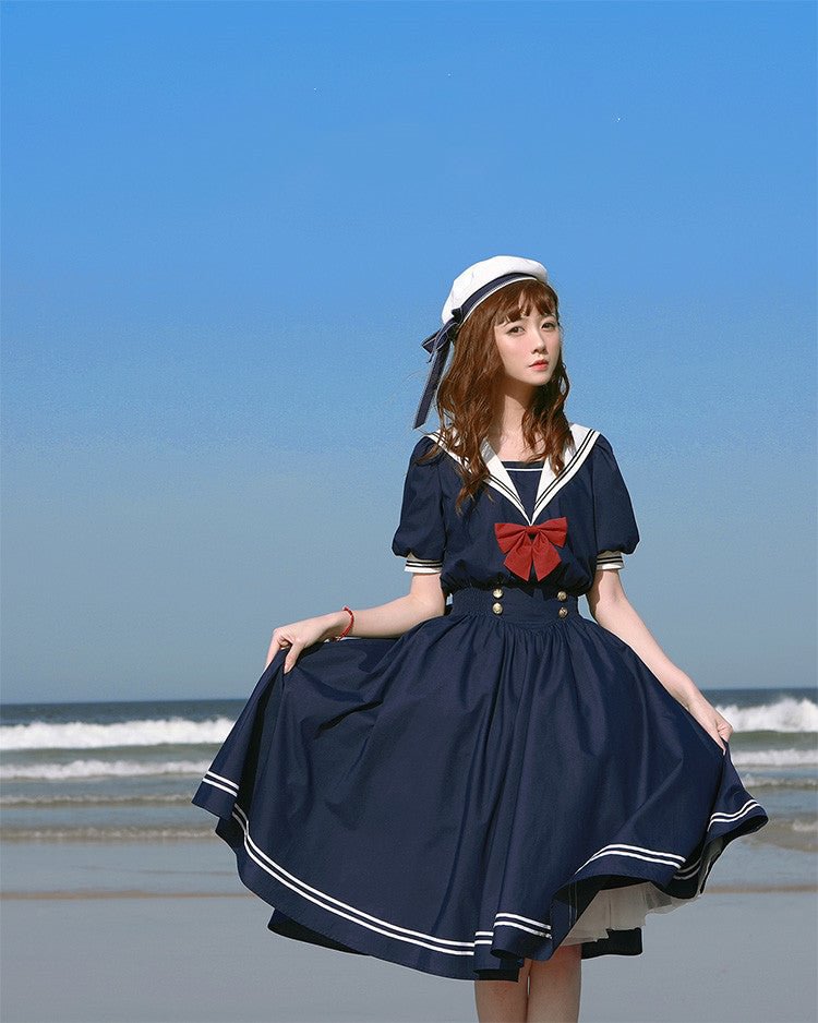 Sailor Lolita Sea Wind Lolita OP Sweet Japanese Uniform Dress