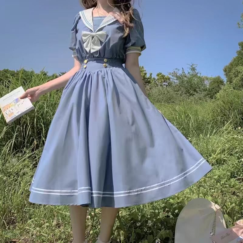 Sailor Lolita Sea Wind Lolita OP Sweet Japanese Uniform Dress