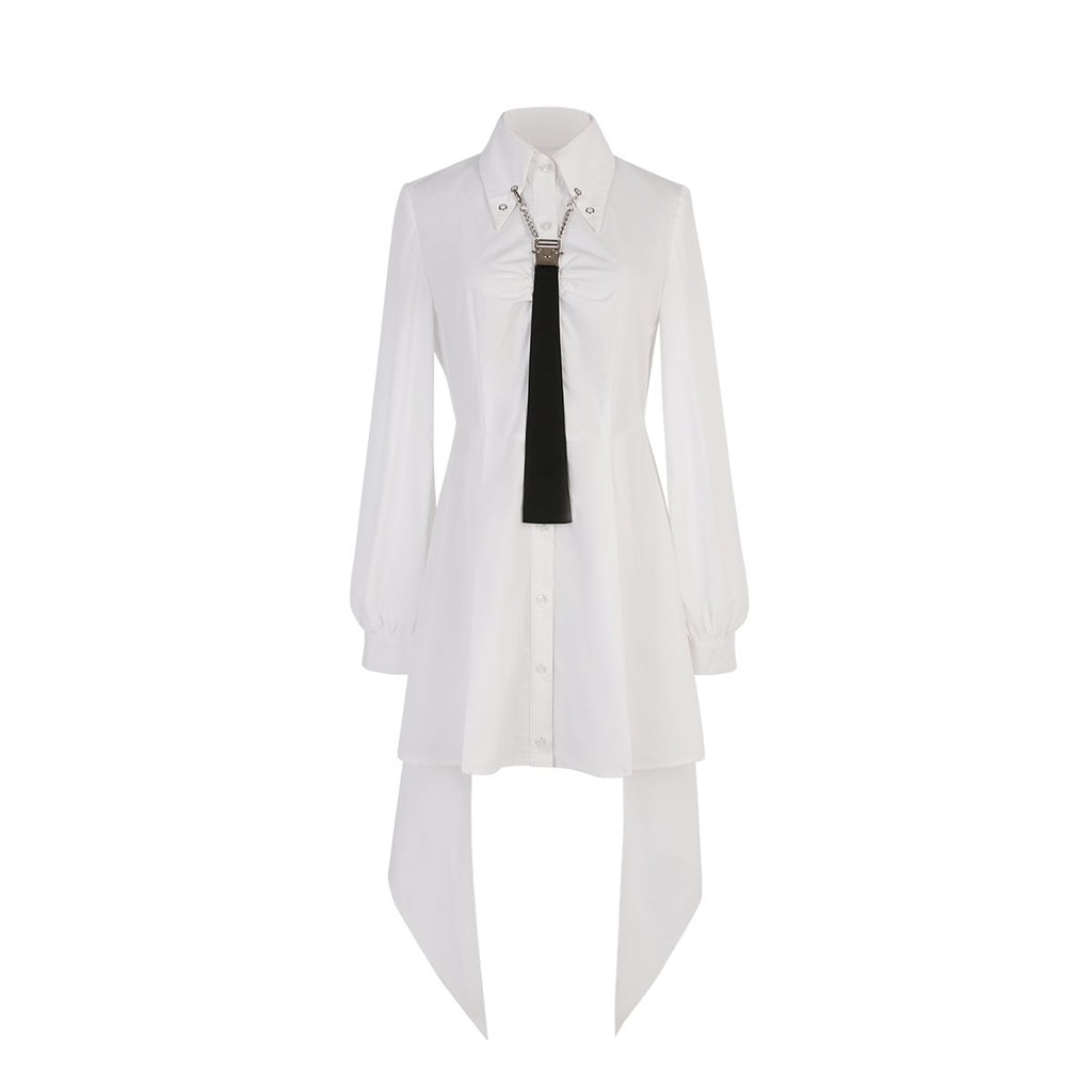 Simple Goth Suit Cool Girl Lolita Long Sleeve Shirt Set Black-white