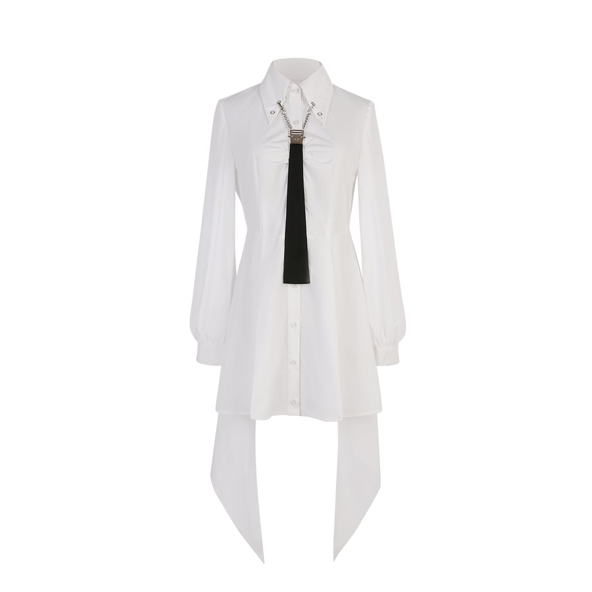 Simple Goth Suit Cool Girl Lolita Long Sleeve Shirt Set Black-white