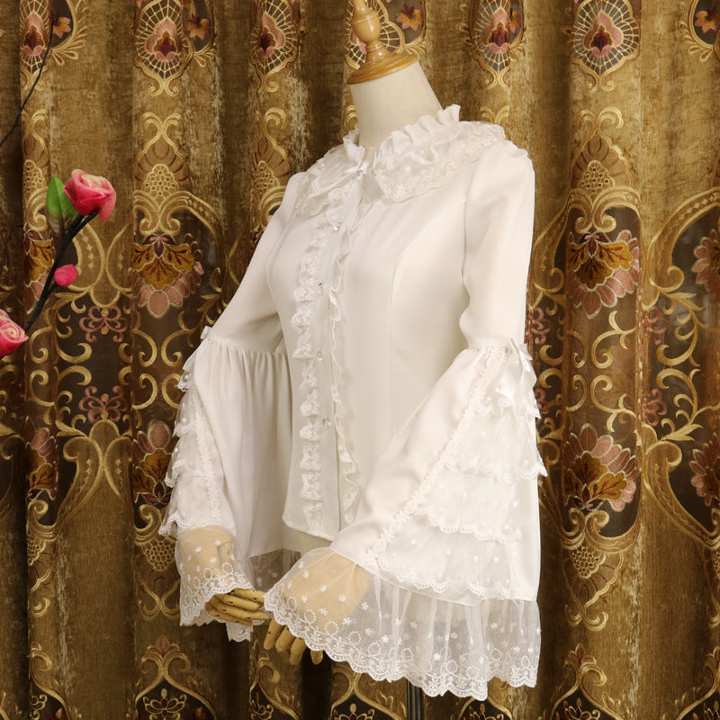 Lolita Blouses Gothic Spring and Autumn Lace Long Sleeve Inner Shirt Chiffon Ji Sleeve Shirt