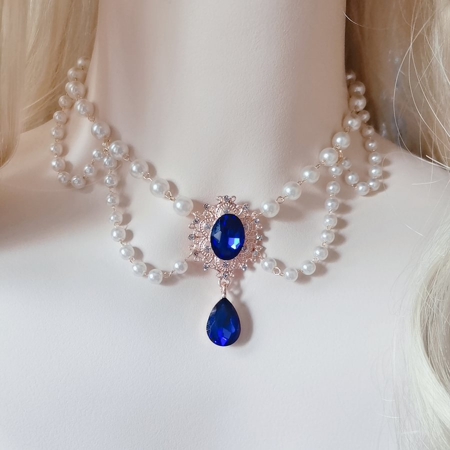 Star Multilayer Pearl Clavicle Chain Flower Wedding Tea Party Necklace Gemstone Necklace Lolita Accessories