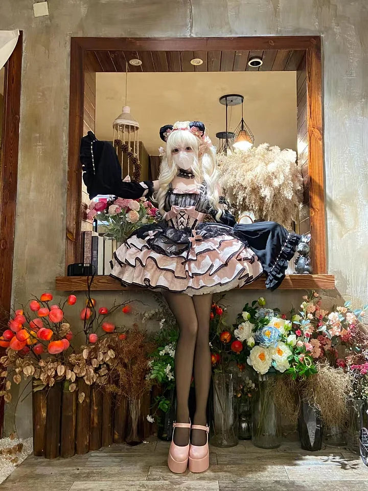 Sweet Blue Lolita Ballet Style Lolita Outfit JSK Princess Dress Girl Pink Red Dress Bow Ball Gown