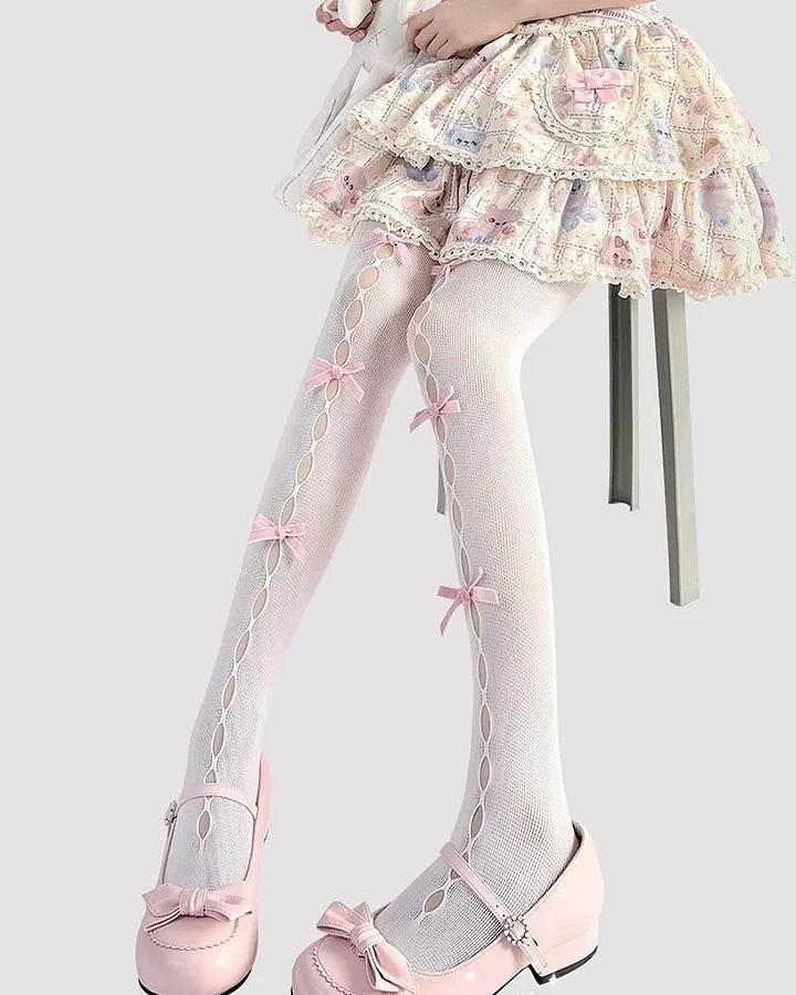 Sweet Bow Hollow Out Tights Japanese Kawaii Stockings Lolita Accessory Lolita Accessories