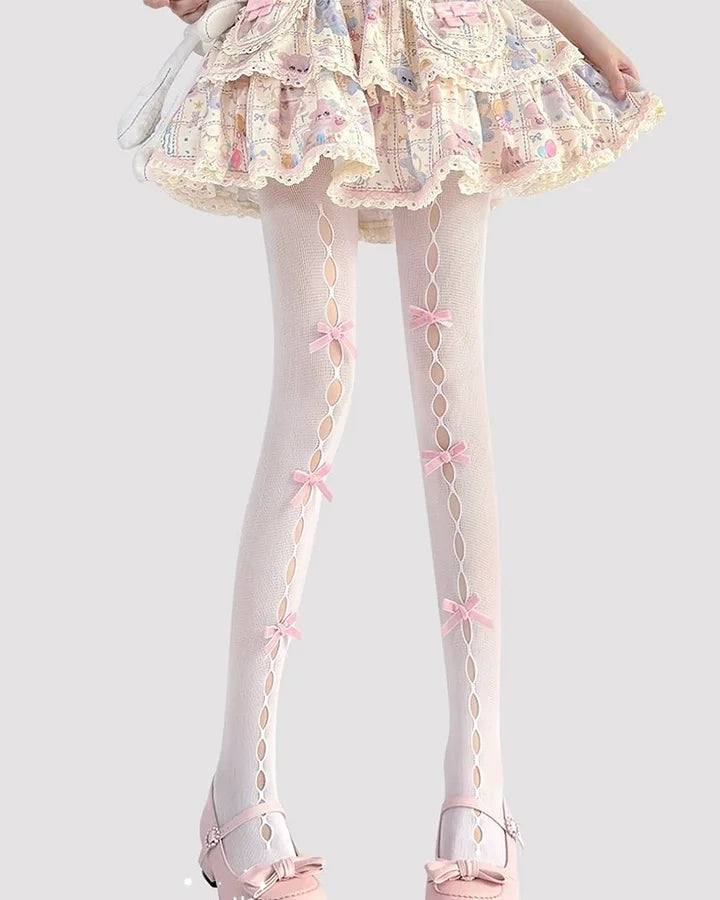 Sweet Bow Hollow Out Tights Japanese Kawaii Stockings Lolita Accessory Lolita Accessories