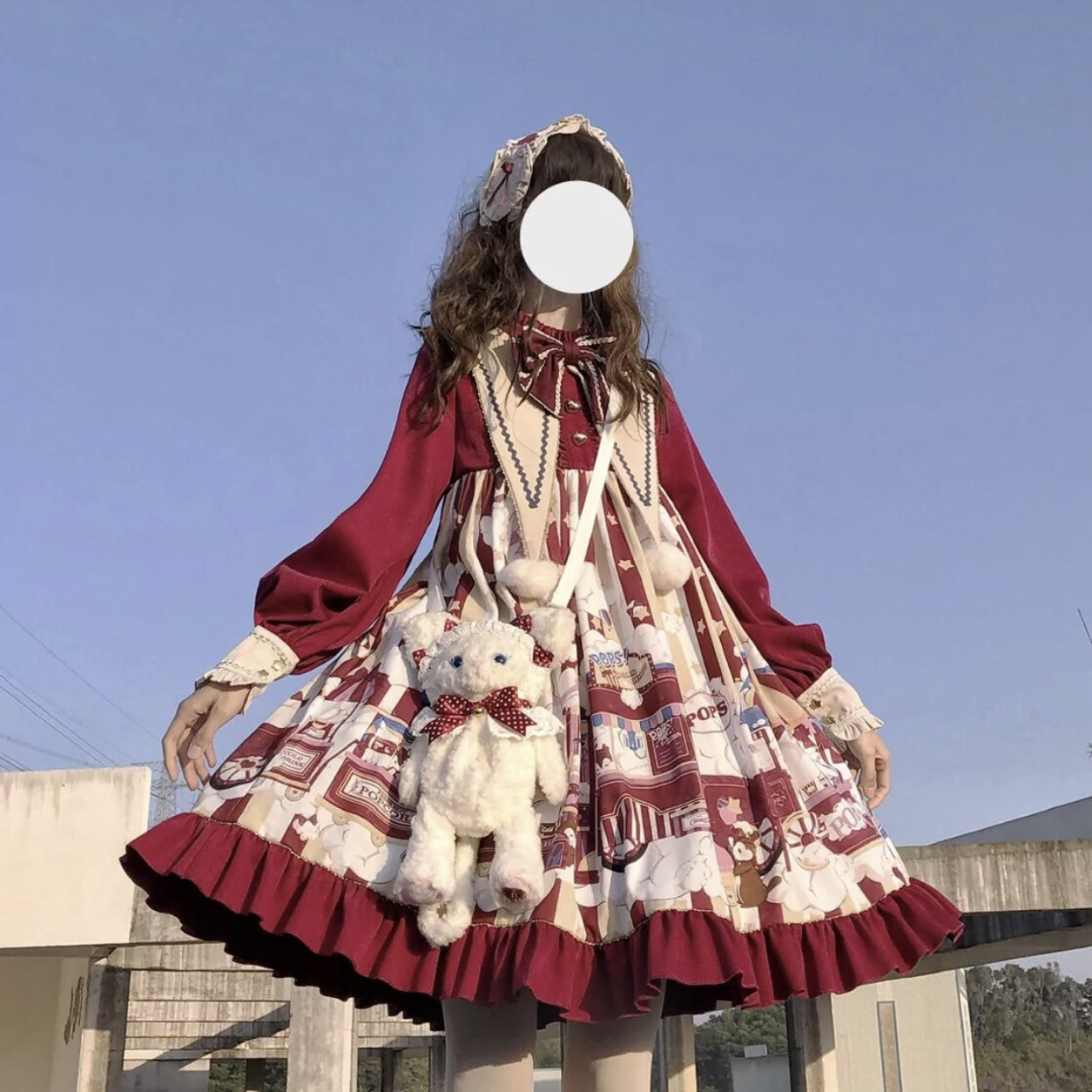 Sweet Christmas Autumn and Winter Lolita Skirt Long Sleeve Op Daily Dress