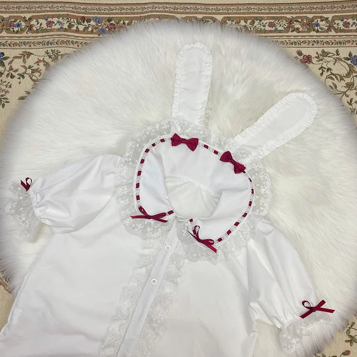 Sweet and Cute Pink Japanese Lolita Rabbit Ears Versatile Shirt Blouse