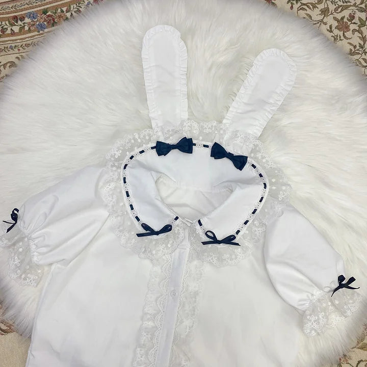 Sweet and Cute Pink Japanese Lolita Rabbit Ears Versatile Shirt Blouse