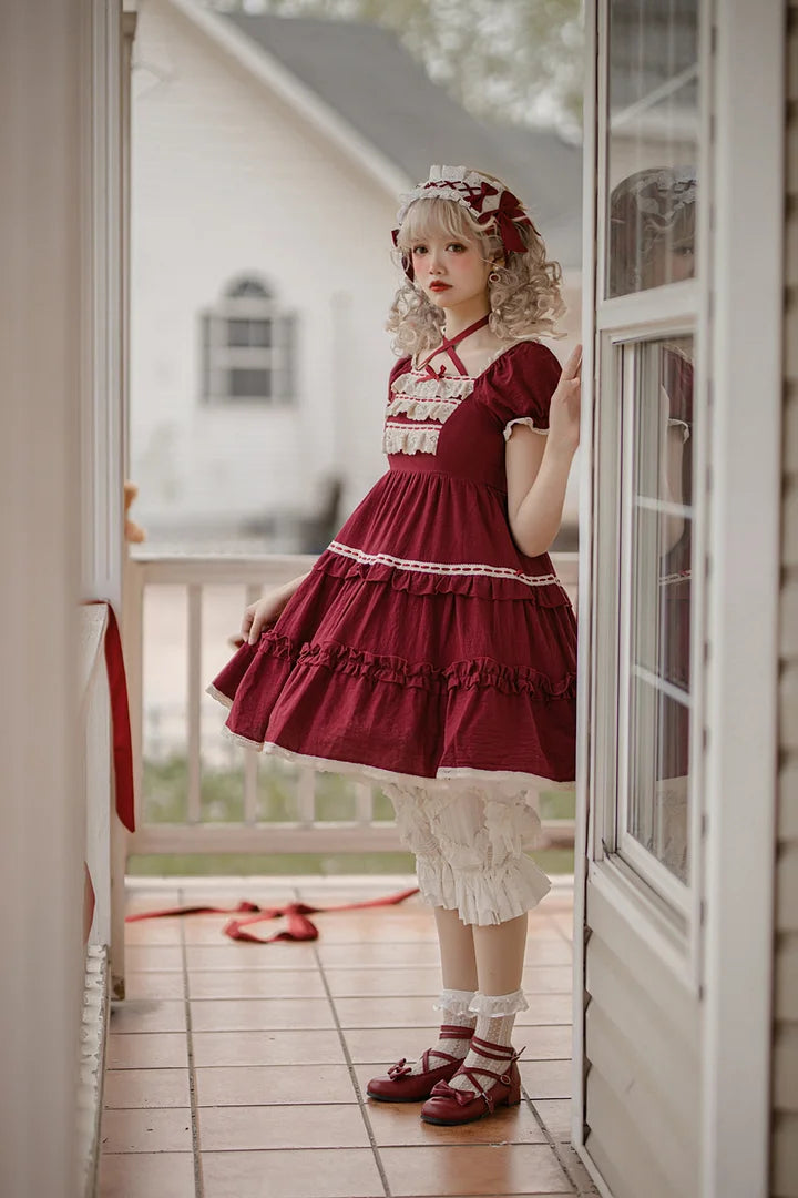Sweet Light Lo Japanese Lolita Spring and Summer Daily Op Short-sleeved Princess Dress