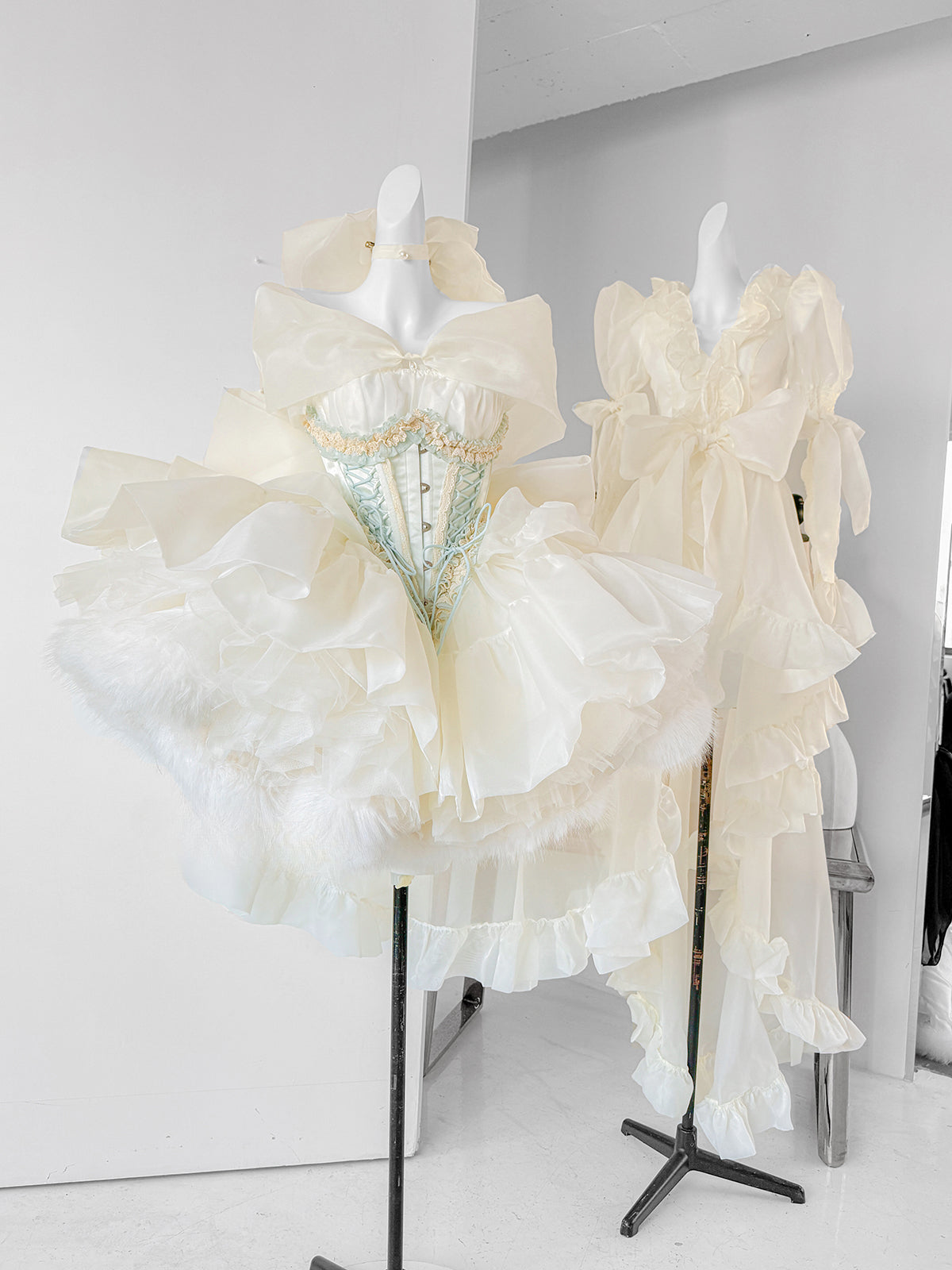 Hime Lolita Light Yellow Lace with Bow Princess Dress