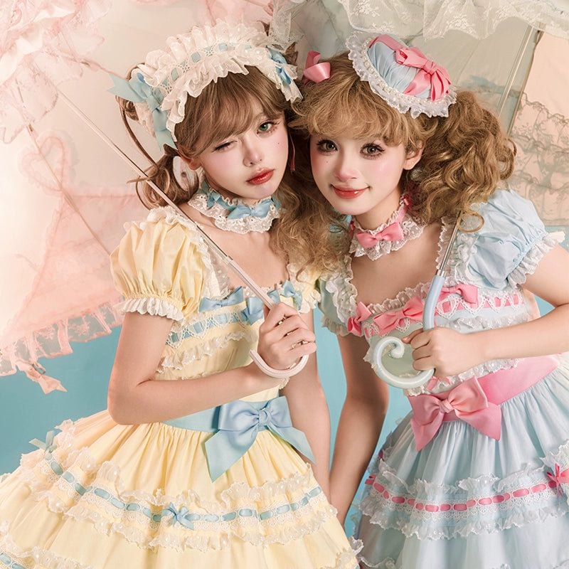 Sweet Light Yellow Spring Summer JSK Lolita Dress Layer Cake Skirt