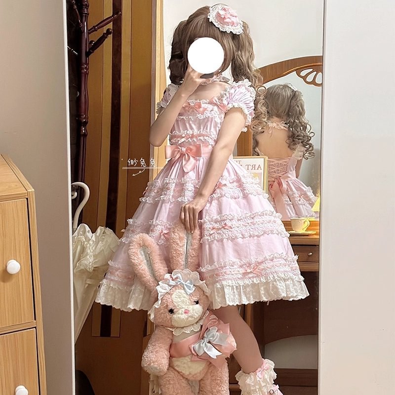 Sweet Light Yellow Spring Summer JSK Lolita Dress Layer Cake Skirt