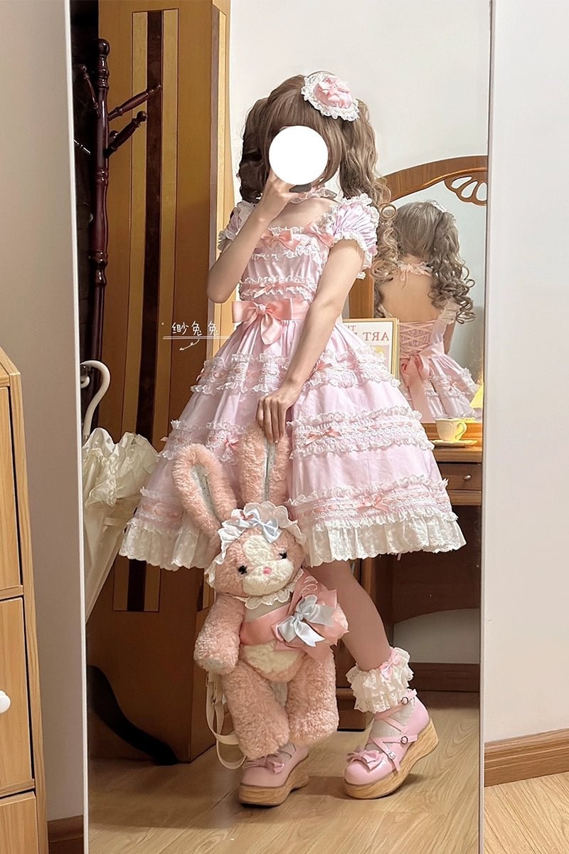 Sweet Light Yellow Spring Summer JSK Lolita Dress Layer Cake Skirt