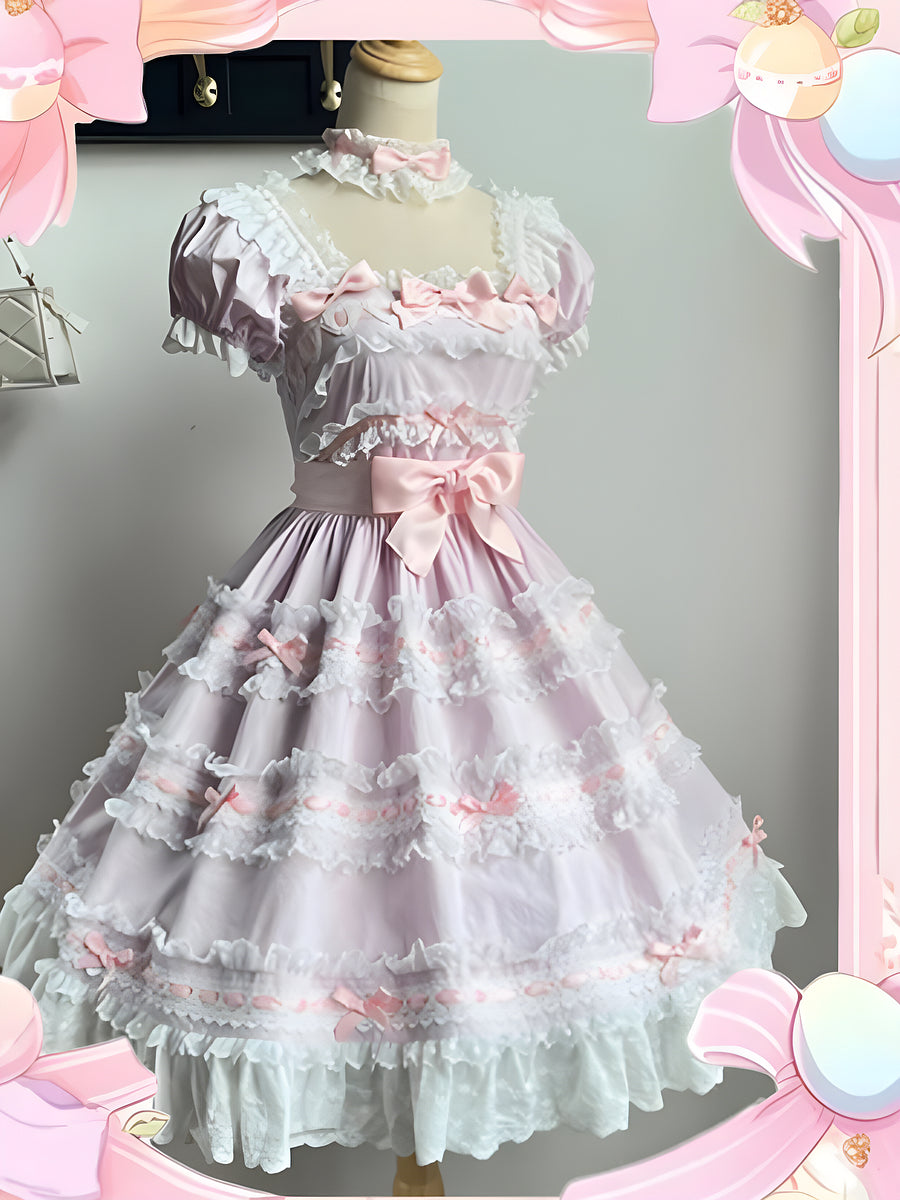 Sweet Light Yellow Spring Summer JSK Lolita Dress Layer Cake Skirt
