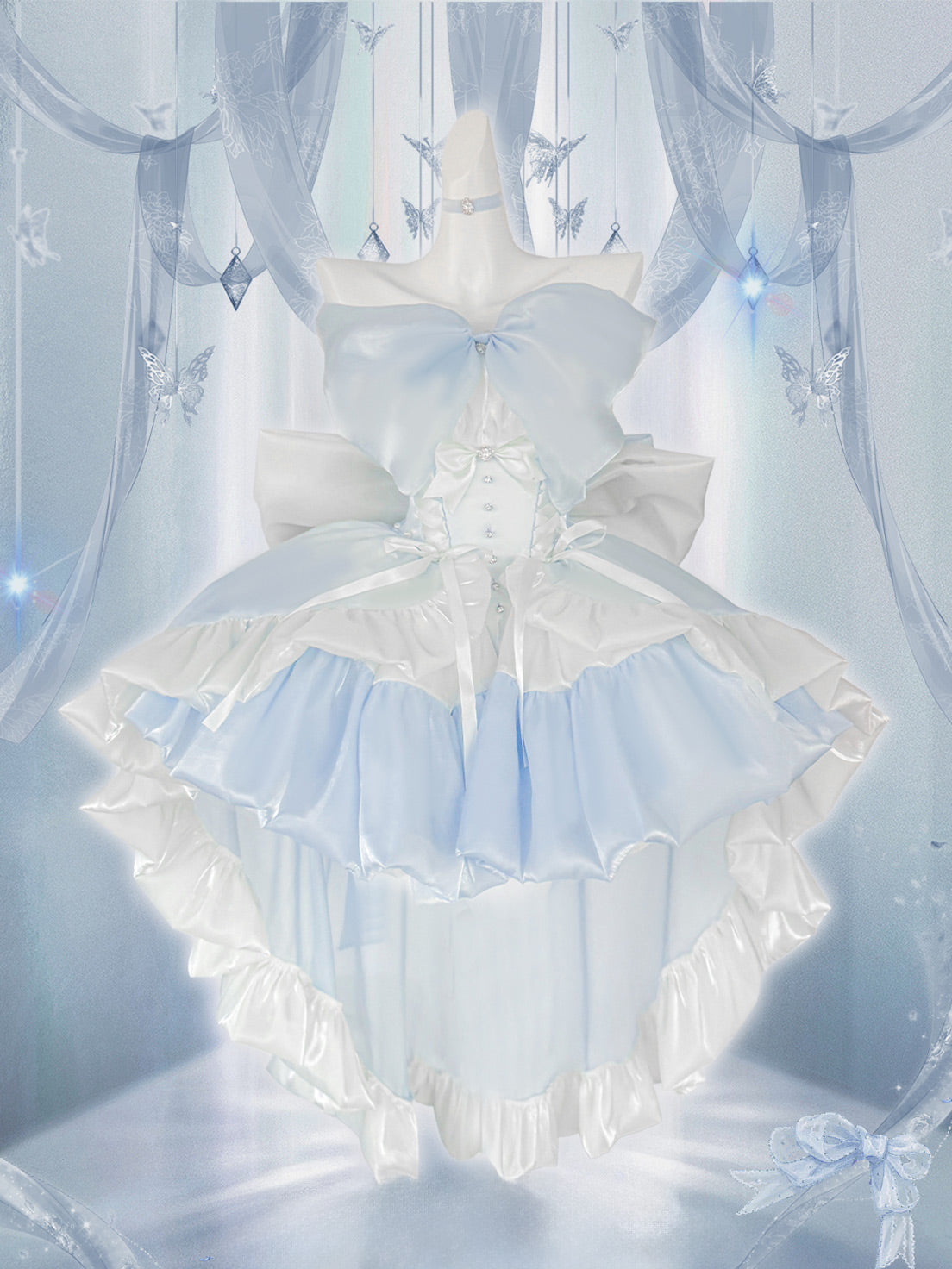 Sweet Lolita Ballet Light Blue Cake Dress for Birthday Gown Heart Dream Princess Dress