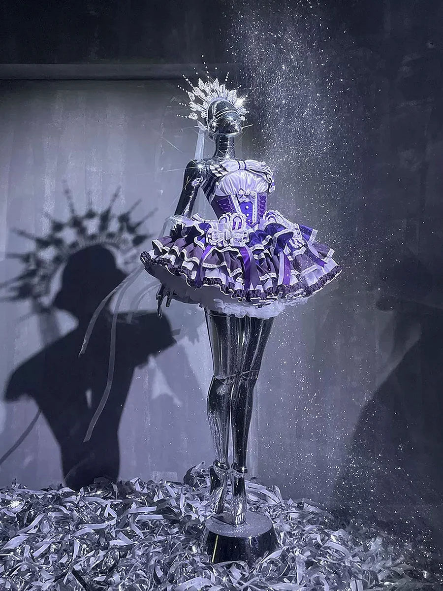 Sweet Lolita Ballet Gothic Purple Cake Dress: Purple-Toned Birthday Gown Ruffle Dress