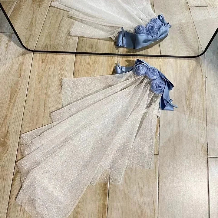 Sweet Lolita Cream Blue Ribbon Lolita Quinceanera Princess Dress Elegant Dress Birthday Dress