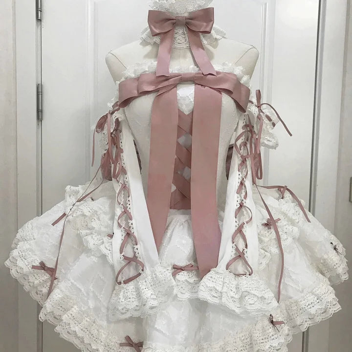 Sweet Lolita Cream Blue Ribbon Lolita Quinceanera Princess Dress Elegant Dress Birthday Dress