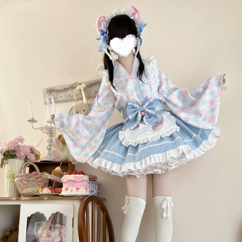 Qi Lolita Sweet Cute Maid SK Lolita Shirt Daily Party Pink Blue Red Purple Yellow Lolita Dresses