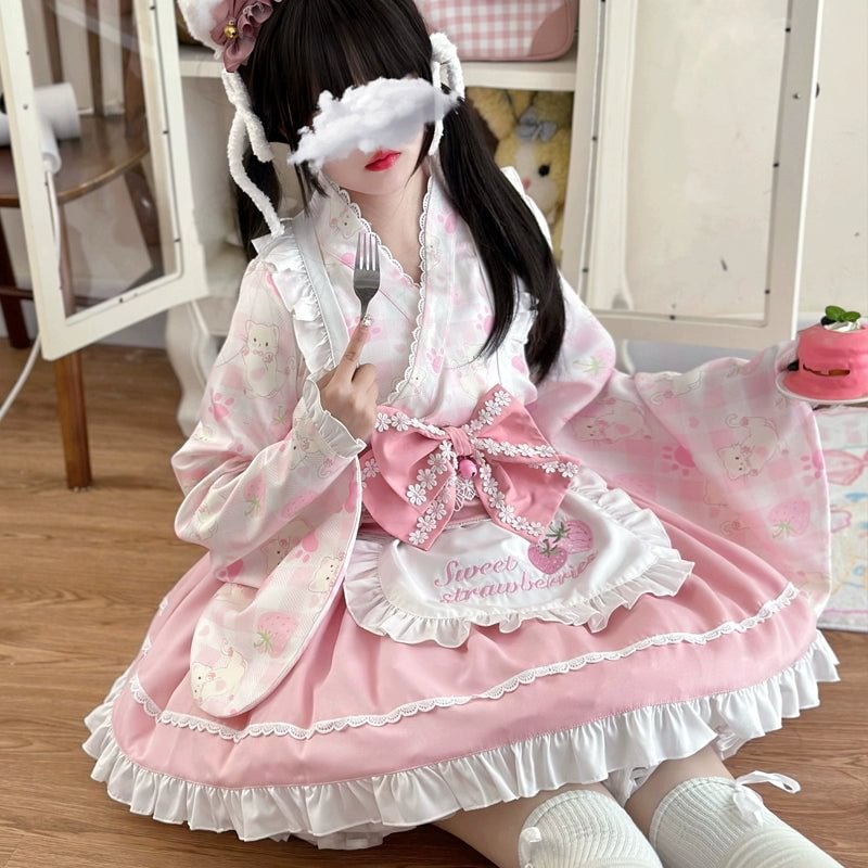Qi Lolita Sweet Cute Maid SK Lolita Shirt Daily Party Pink Blue Red Purple Yellow Lolita Dresses