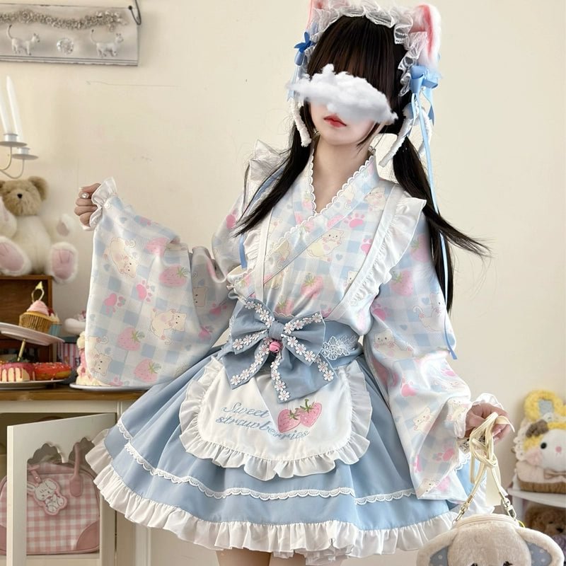 Qi Lolita Sweet Cute Maid SK Lolita Shirt Daily Party Pink Blue Red Purple Yellow Lolita Dresses