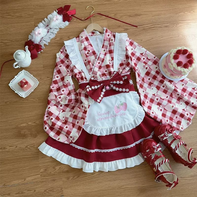 Qi Lolita Sweet Cute Maid SK Lolita Shirt Daily Party Pink Blue Red Purple Yellow Lolita Dresses