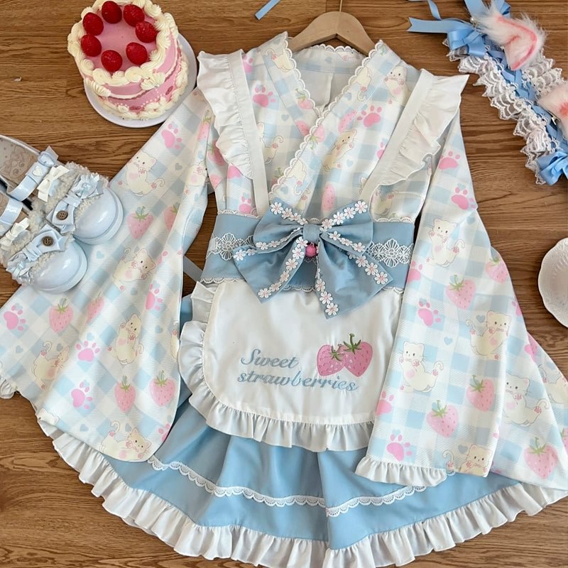 Qi Lolita Sweet Cute Maid SK Lolita Shirt Daily Party Pink Blue Red Purple Yellow Lolita Dresses