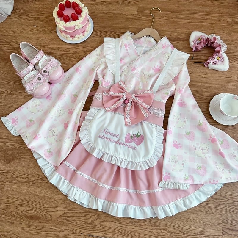 Qi Lolita Sweet Cute Maid SK Lolita Shirt Daily Party Pink Blue Red Purple Yellow Lolita Dresses