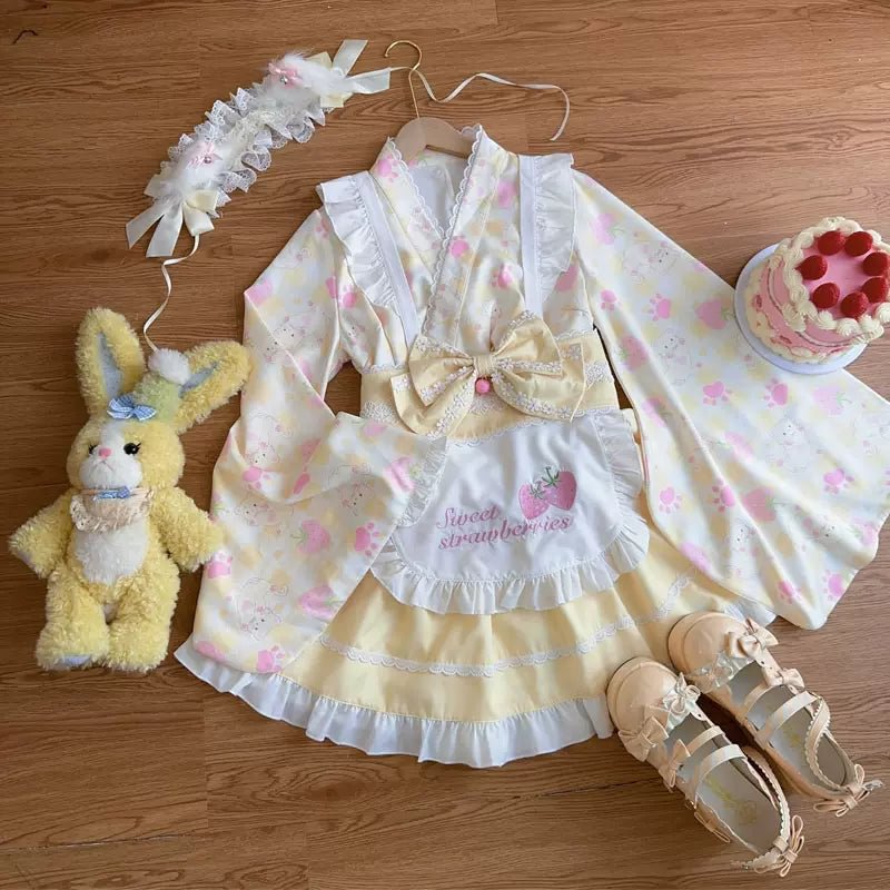 Qi Lolita Sweet Cute Maid SK Lolita Shirt Daily Party Pink Blue Red Purple Yellow Lolita Dresses