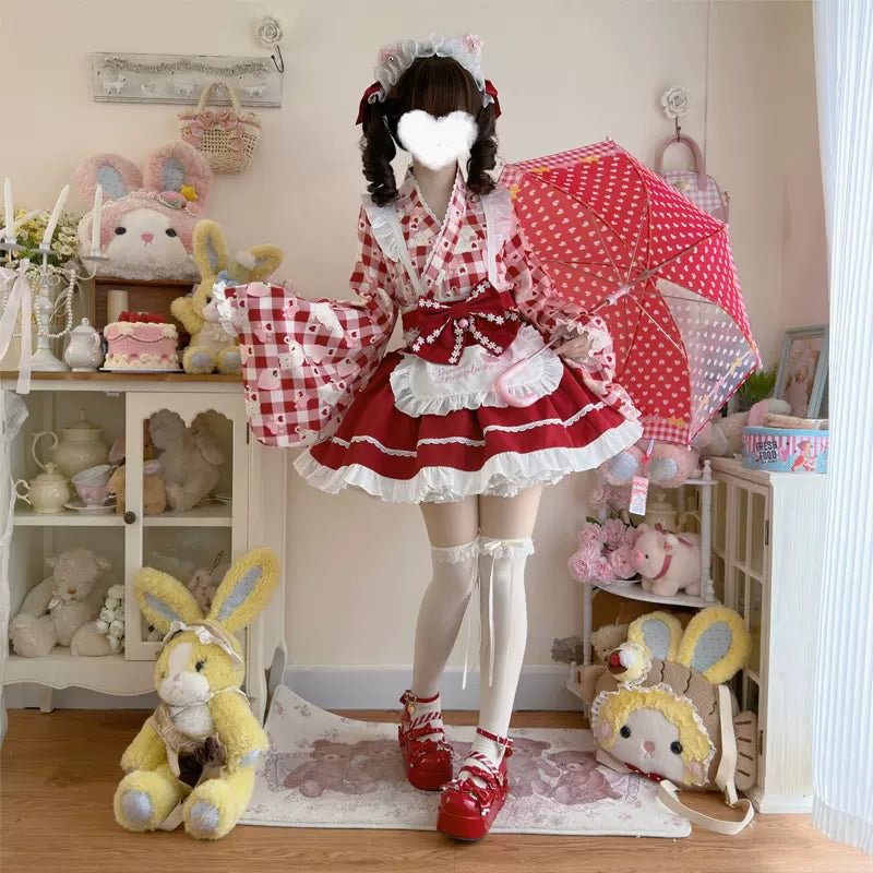 Qi Lolita Sweet Cute Maid SK Lolita Shirt Daily Party Pink Blue Red Purple Yellow Lolita Dresses