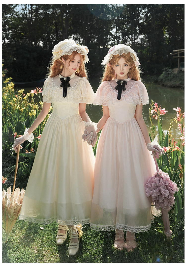Classic Lolita Dresses Apricot Edward Collar Short-sleeved Gemini Summer Light Lolita