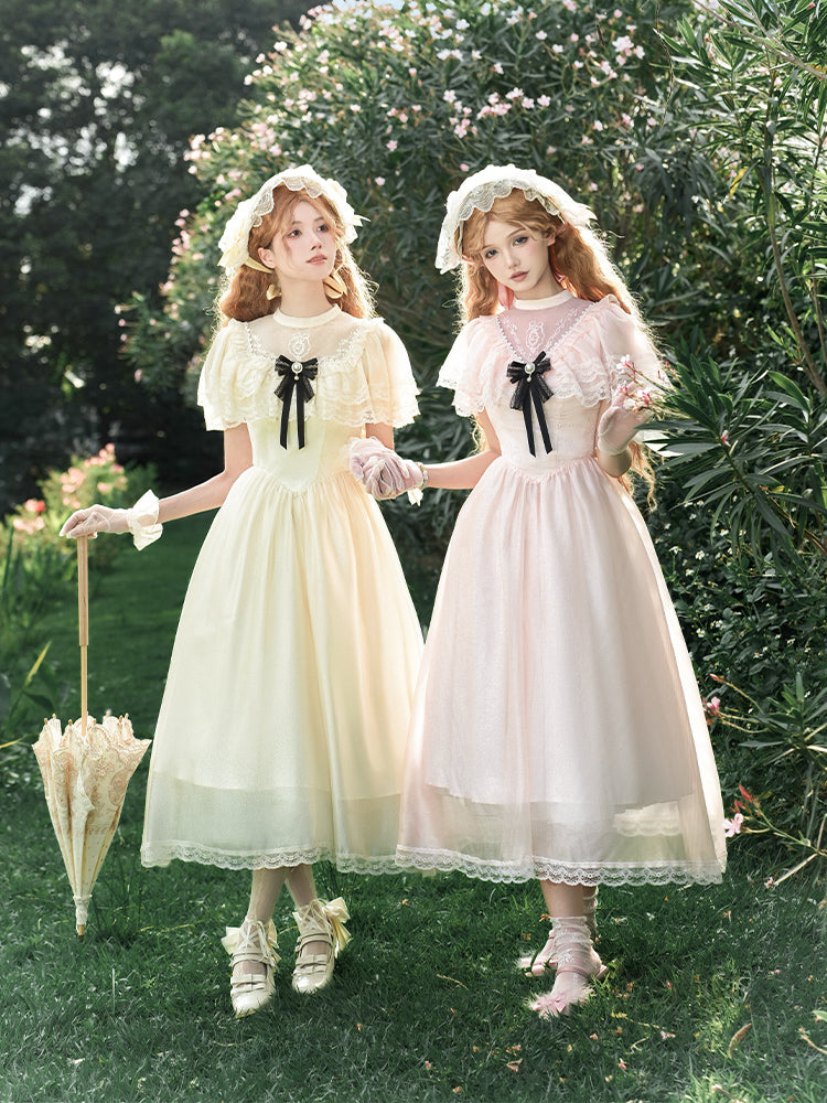 Classic Lolita Dresses Apricot Edward Collar Short-sleeved Gemini Summer Light Lolita