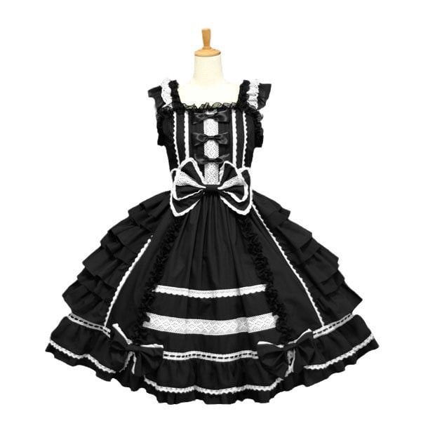 Hime Lolita Pink Blue Ruffles Princess Lace with Bow 3XL Plus Size Dress Jumper Skirt