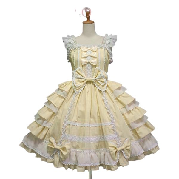 Hime Lolita Pink Blue Ruffles Princess Lace with Bow 3XL Plus Size Dress Jumper Skirt