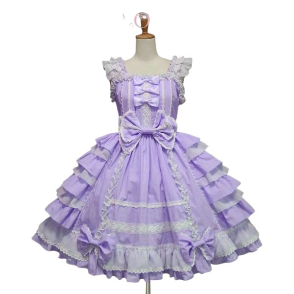 Hime Lolita Pink Blue Ruffles Princess Lace with Bow 3XL Plus Size Dress Jumper Skirt