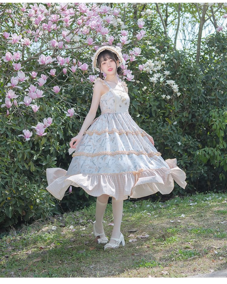 Sweet Lolita Floral Elegant Long Dress Lolita Sleeveless Dress